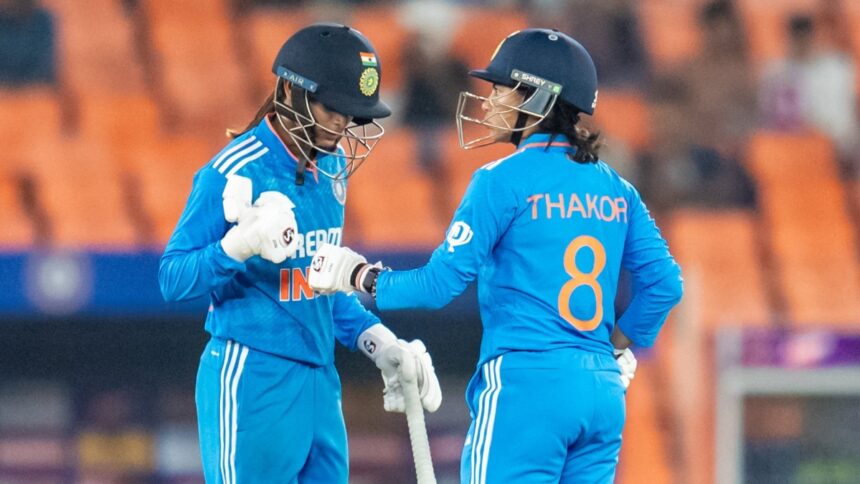 Radha Yadav, Saima Thakor fall short of breaking women's ODI world record after heroic fightback