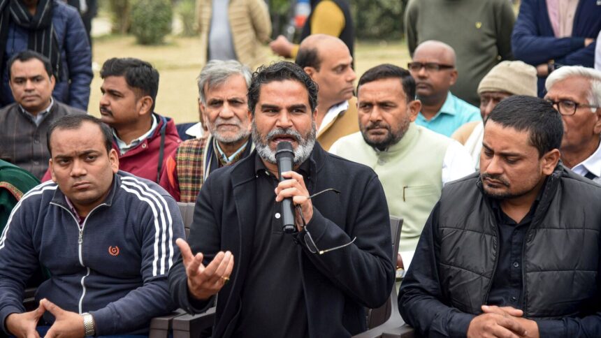 Patna: Jan Suraaj chief Prashant Kishor addresses a press conference, in Patna, Monday, Dec. 30, 2024. (PTI Photo)(PTI12_30_2024_000070B)