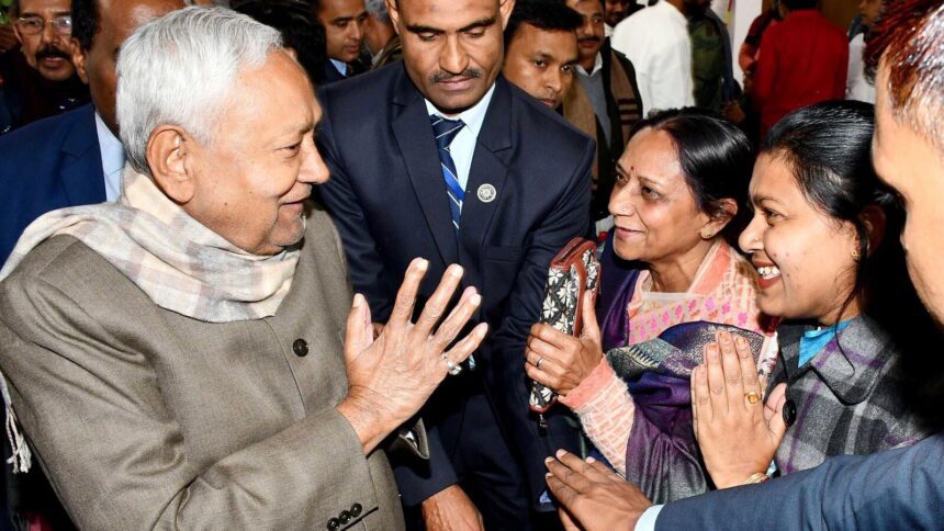 Bihar Chief Minister Nitish Kumar meeting with party leaders and supporters..