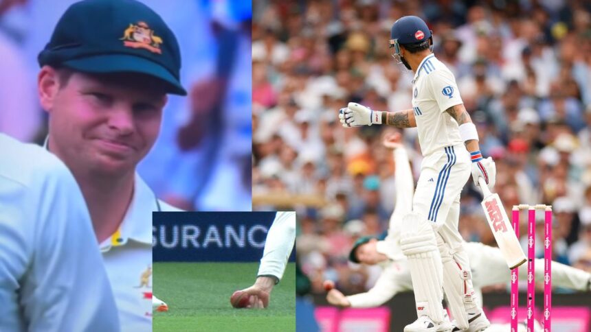 Third umpire's call saves Kohli on golden duck, Smith in disbelief after great effort - WATCH