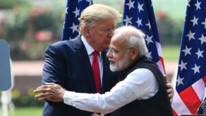 Budget Session 2025: US President Donald Trump (L) shakes hands with India's Prime Minister Narendra Modi during a joint press conference at Hyderabad House in New Delhi on February 25, 2020. (Photo by Prakash SINGH / AFP) (AFP)