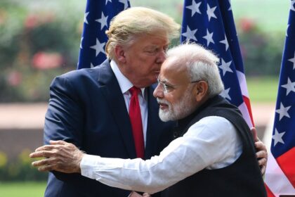 Budget Session 2025: US President Donald Trump (L) shakes hands with India's Prime Minister Narendra Modi during a joint press conference at Hyderabad House in New Delhi on February 25, 2020. (Photo by Prakash SINGH / AFP) (AFP)