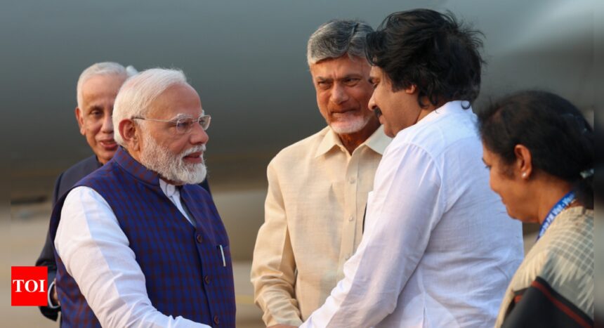 PM Modi holds roadshow with CM Chandrababu Naidu and Pawan Kalyan in Vizag, to launch development projects for Andhra Pradesh