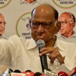 NCP (SP) chief Sharad Pawar addressing to media during the press conference at YB Chavan centre in Mumbai.