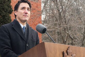 Canada's Prime Minister Justin Trudeau speaks to reporters, announcing he intends to step down as Liberal Party leader, but he will stay on in his post until a replacement has been chosen, from his Rideau Cottage residence in Ottawa, Ontario, Canada, January 6, 2025.