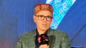 Jammu and Kashmir Chief Minister Omar Abdullah speaking at an event in New Delhi on February 27