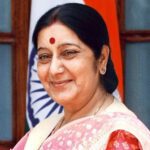 Former External Affairs Minister Sushma Swaraj (R).