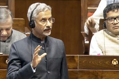 External Affairs Minister S Jaishankar speaks in the Rajya Sabha on Indian citizens deported from the US, in New Delhi on Thursday