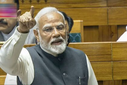 Prime Minister Narendra Modi replies to the Motion of Thanks to President's address in the Lok Sabha at the Budget session of Parliament, in New Delhi, Tuesday, Feb. 4, 2025.