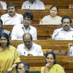 DMK vs Centre as language row shakes Parliament: DMK MP Kanimozhi Karunanidhi speaks in the Lok Sabha during the second part of the Budget session of Parliament, in New Delhi, Monday, March 10, 2025.